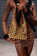 Apollymi Studded Leopard Shoulder Bag Avalabel