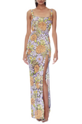 Armida Floral Sequin Slit Maxi Dress Avalabel