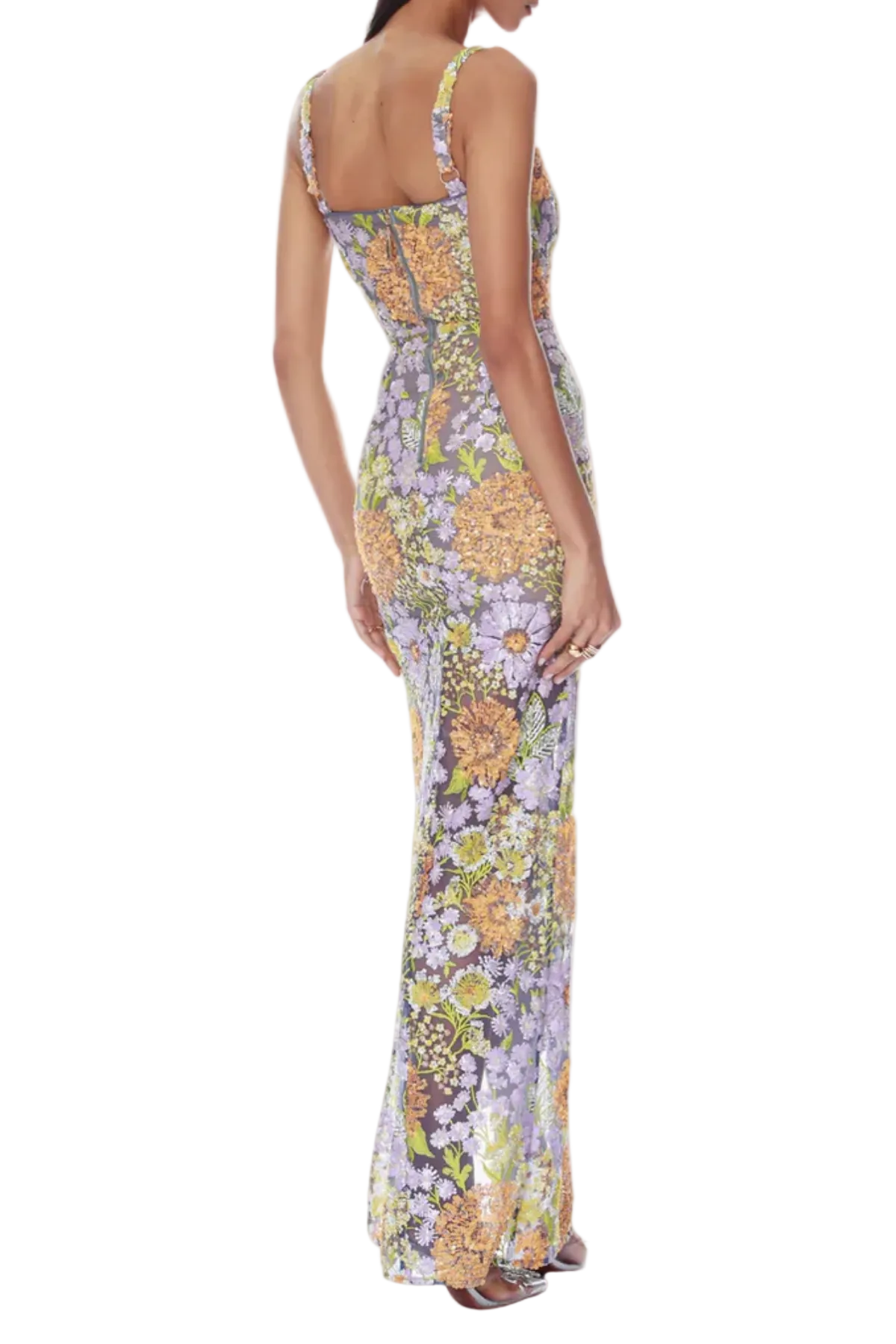Armida Floral Sequin Slit Maxi Dress Avalabel
