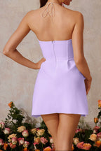 Strapless Flower Bandage Mini Dress In Purple Avalabel