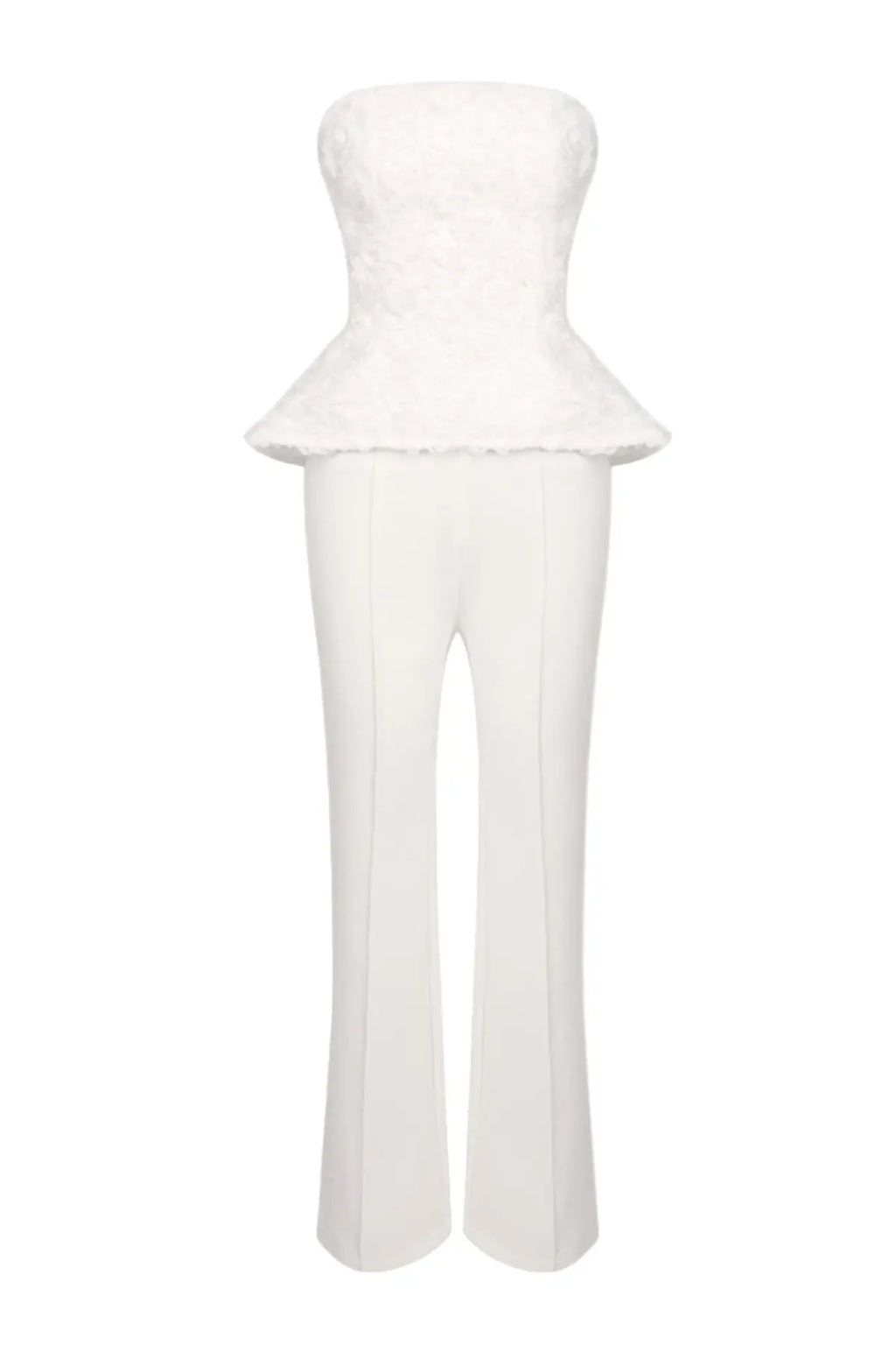 georgia 3d flower top pants set in white Avalabel