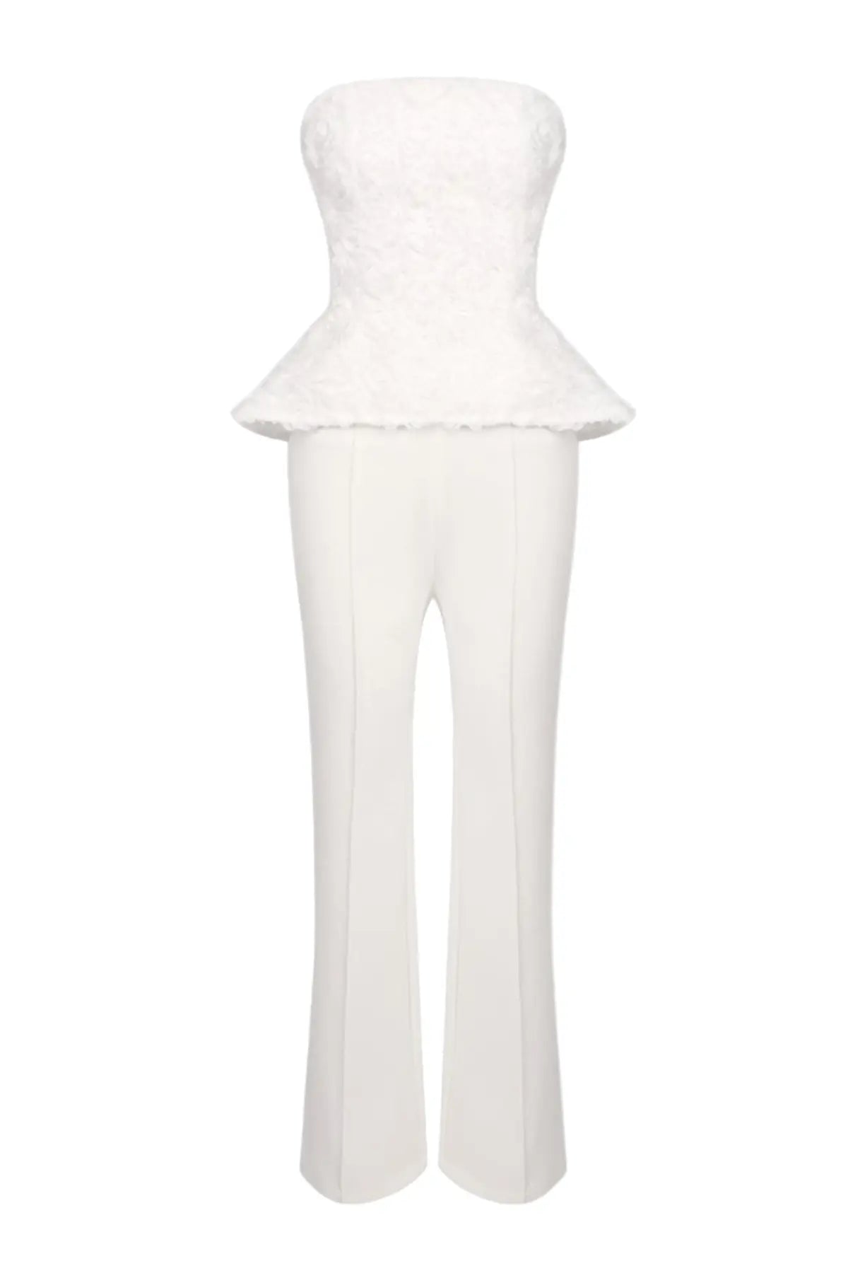 georgia 3d flower top pants set in white Avalabel