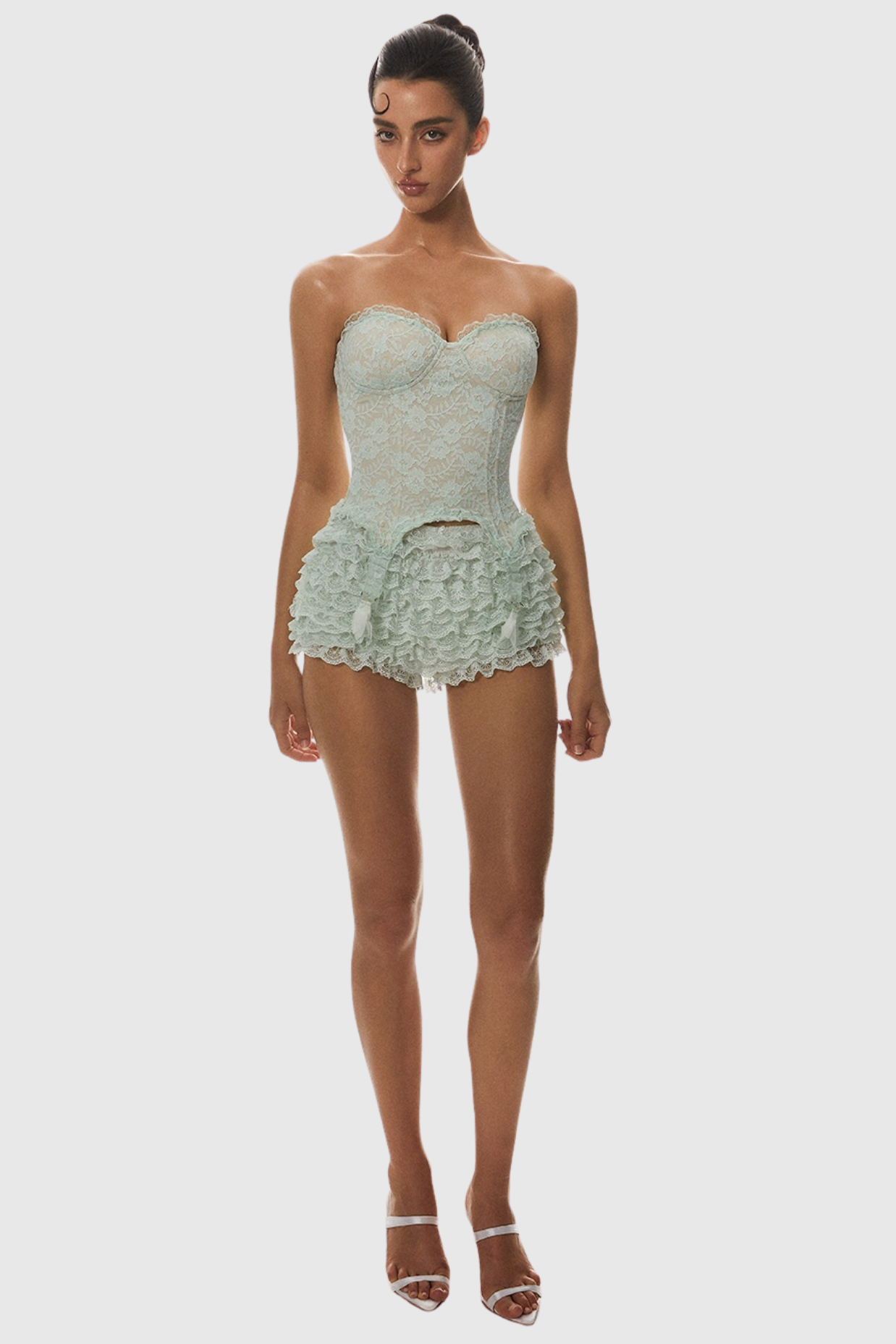 Atici Lace Strapless Corset - Green Avalabel