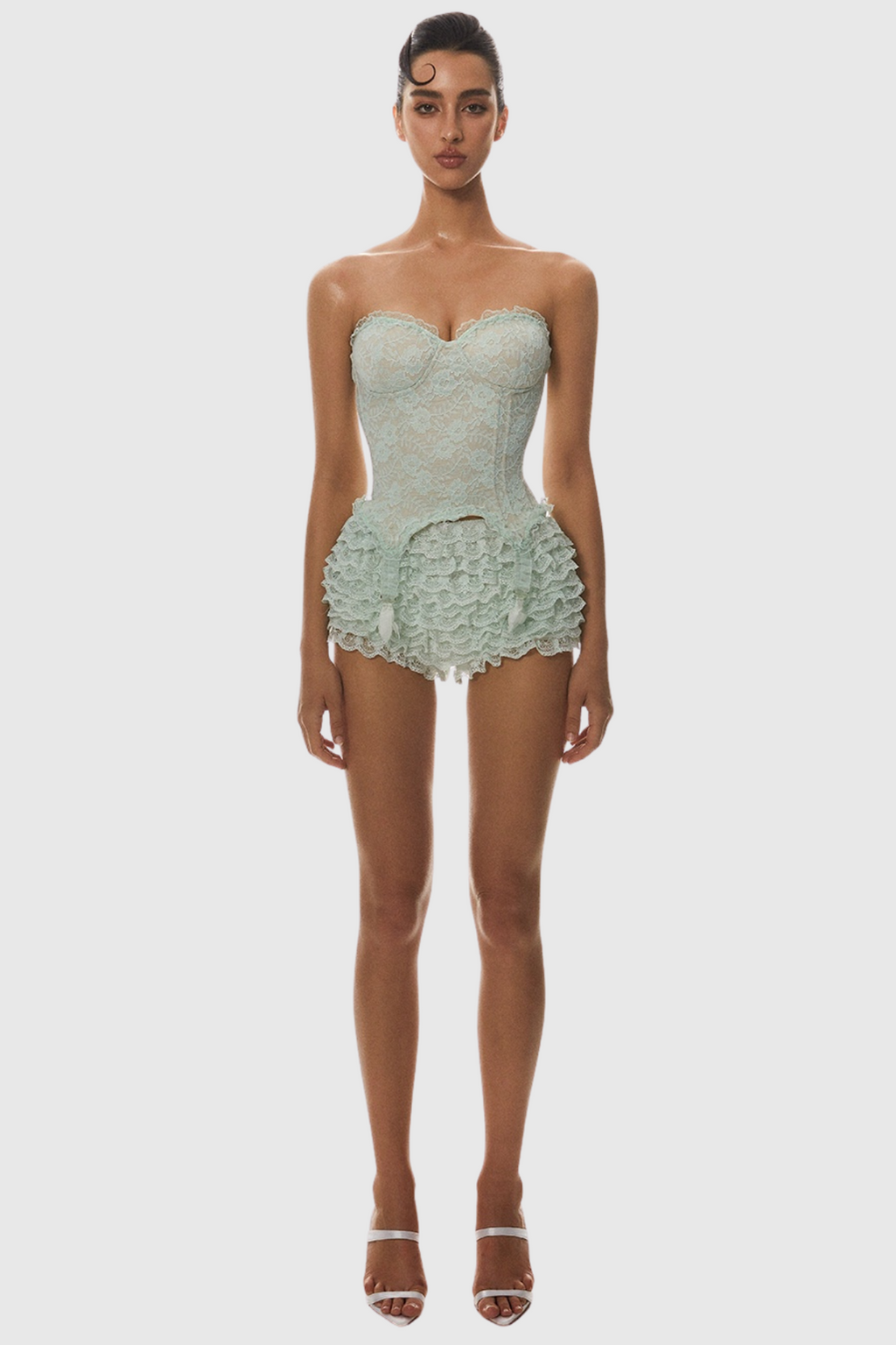 Atici Lace Strapless Corset - Green Avalabel