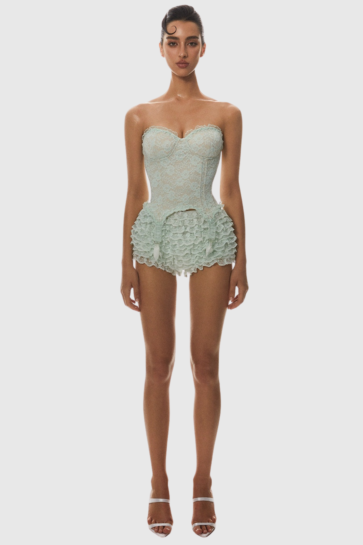Atici Lace Strapless Corset - Green Avalabel