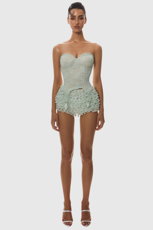 Atici Lace Strapless Corset - Green Avalabel