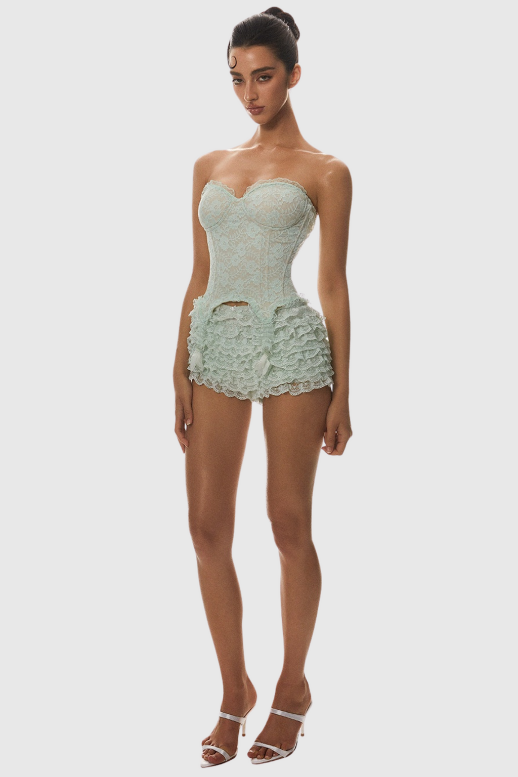 Atici Lace Strapless Corset - Green Avalabel