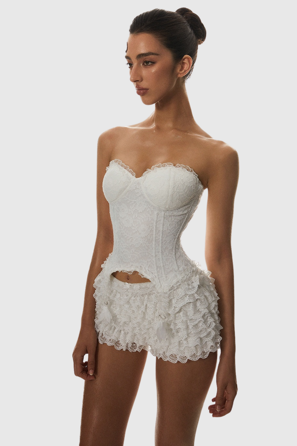 Atici Lace Strapless Corset - White Avalabel