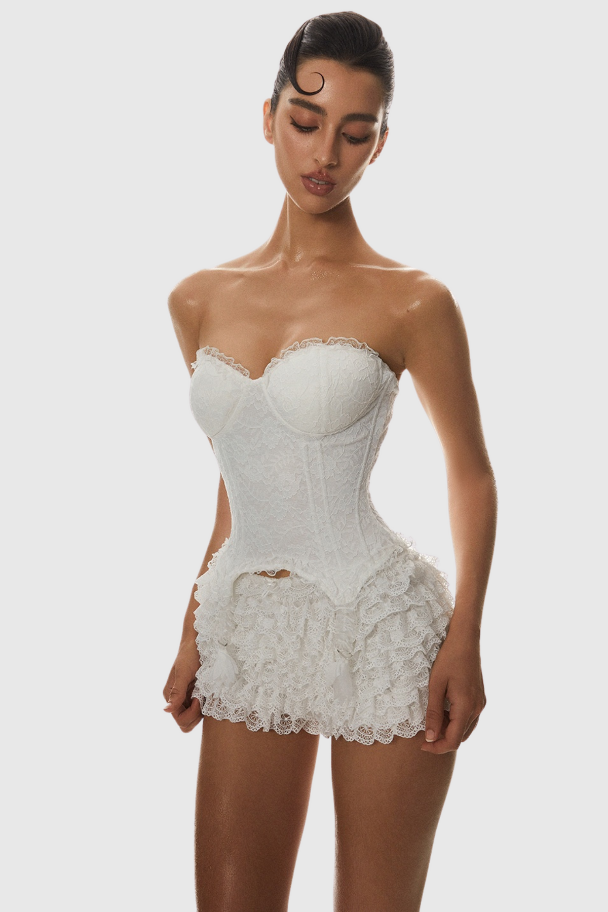 Atici Lace Strapless Corset - White Avalabel