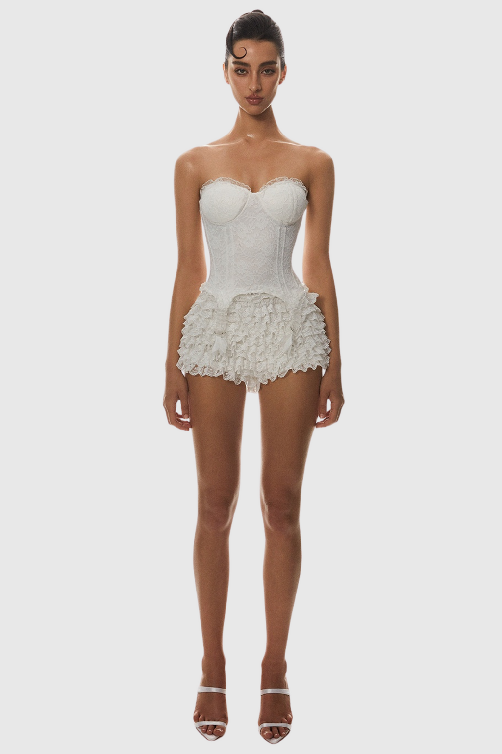 Atici Lace Strapless Corset - White Avalabel