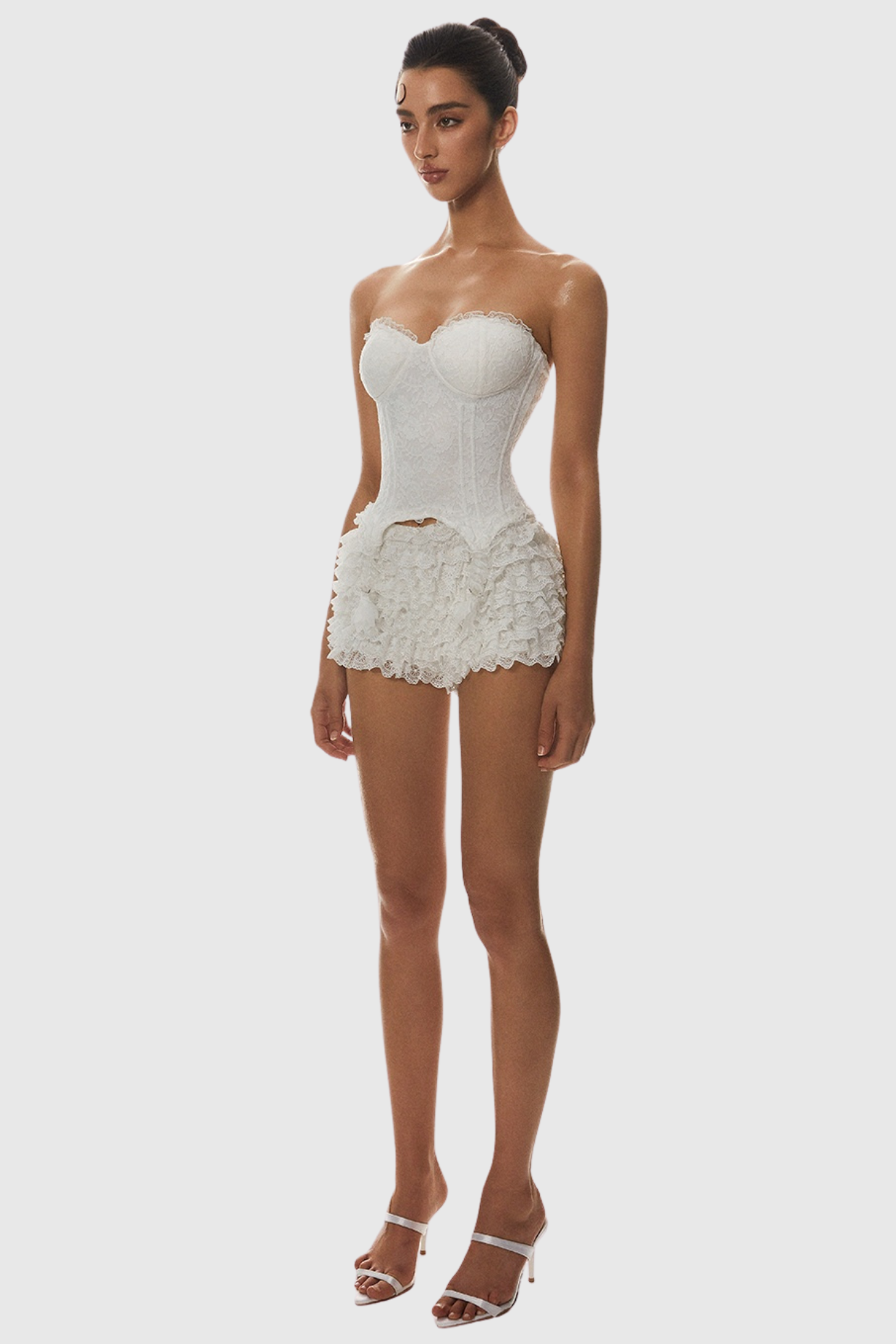 Atici Lace Strapless Corset - White Avalabel