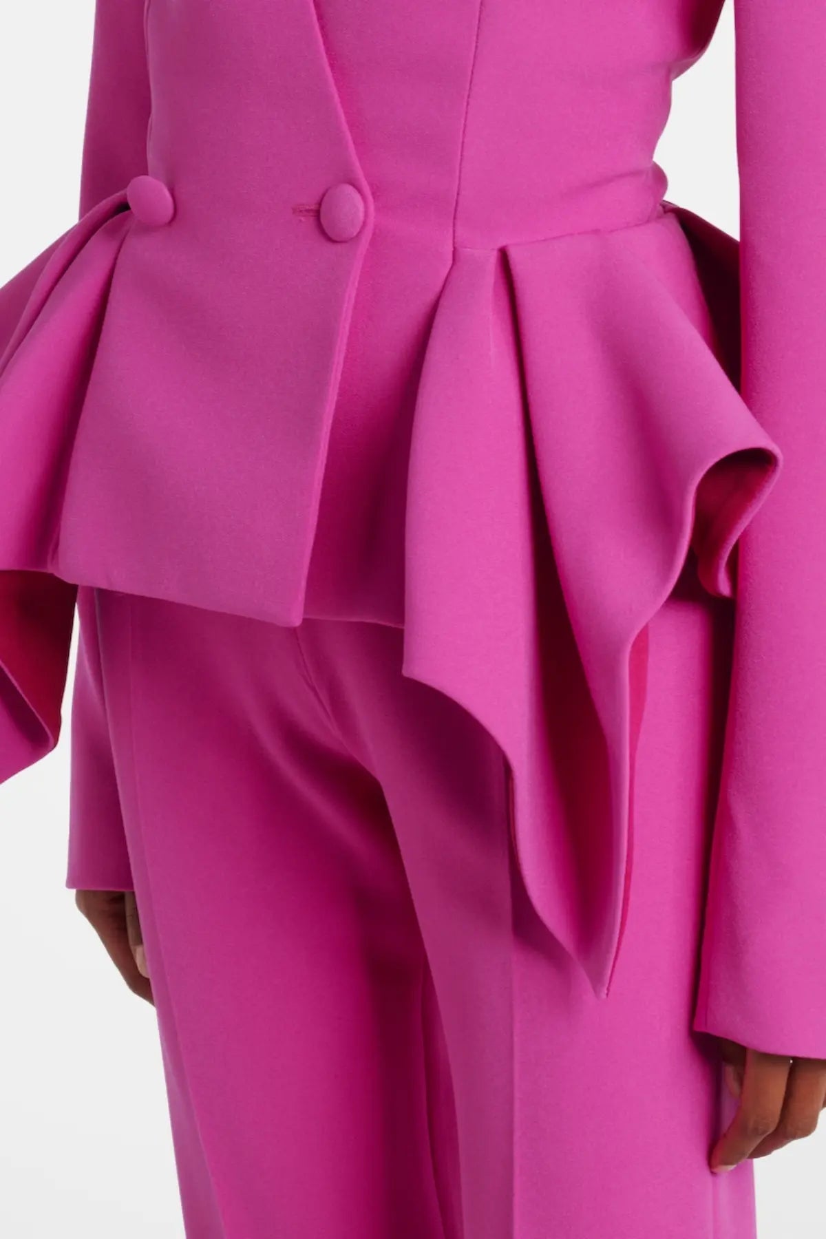 Audith Ruffled Blazer Two Piece Set - Pink Avalabel