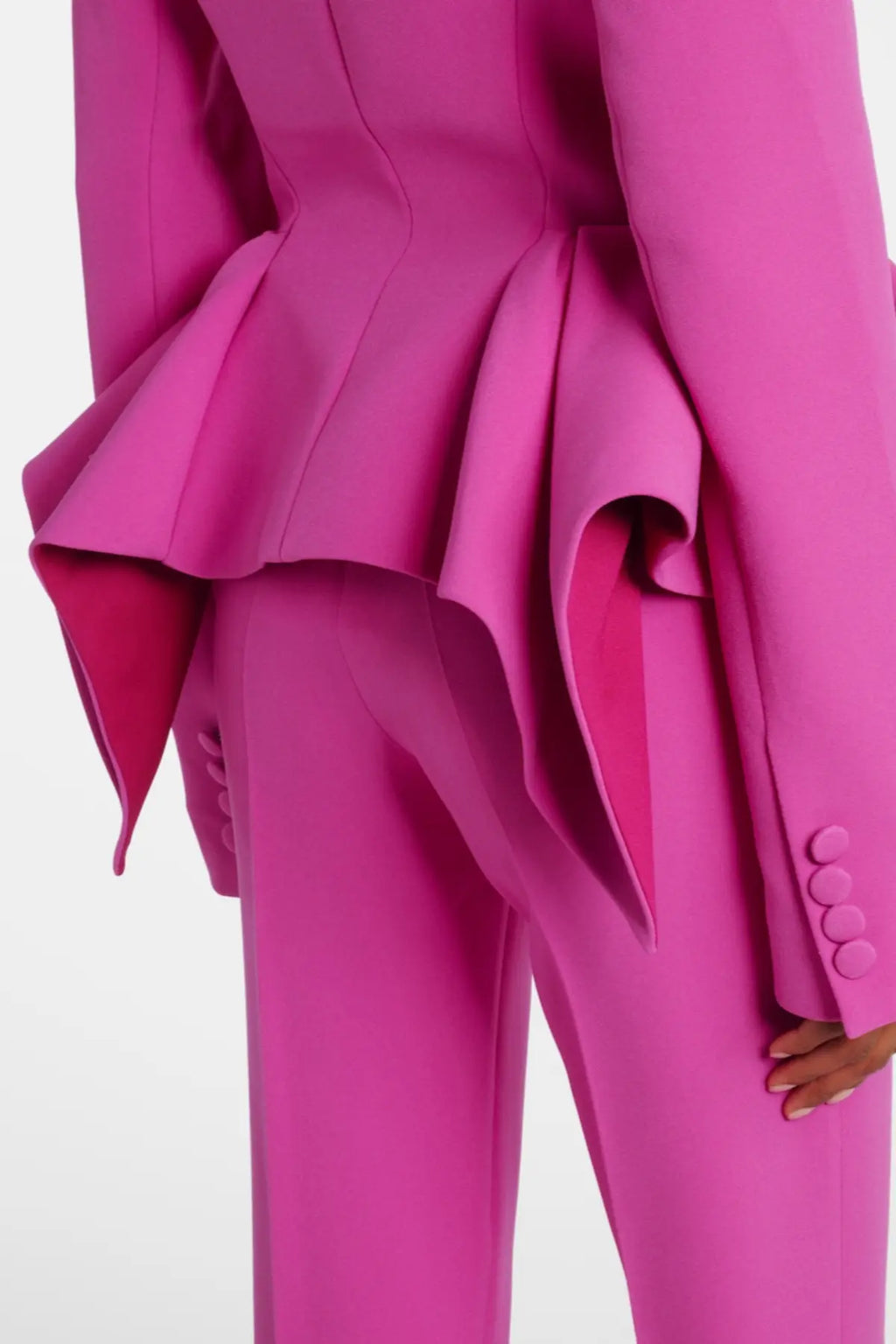 Audith Ruffled Blazer Two Piece Set - Pink Avalabel
