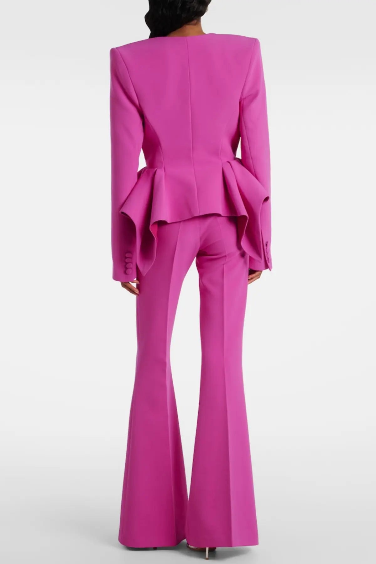 Audith Ruffled Blazer Two Piece Set - Pink Avalabel
