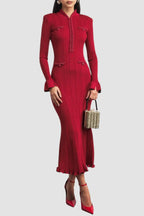 Austio Pearl Trim Knit Midi Dress Avalabel