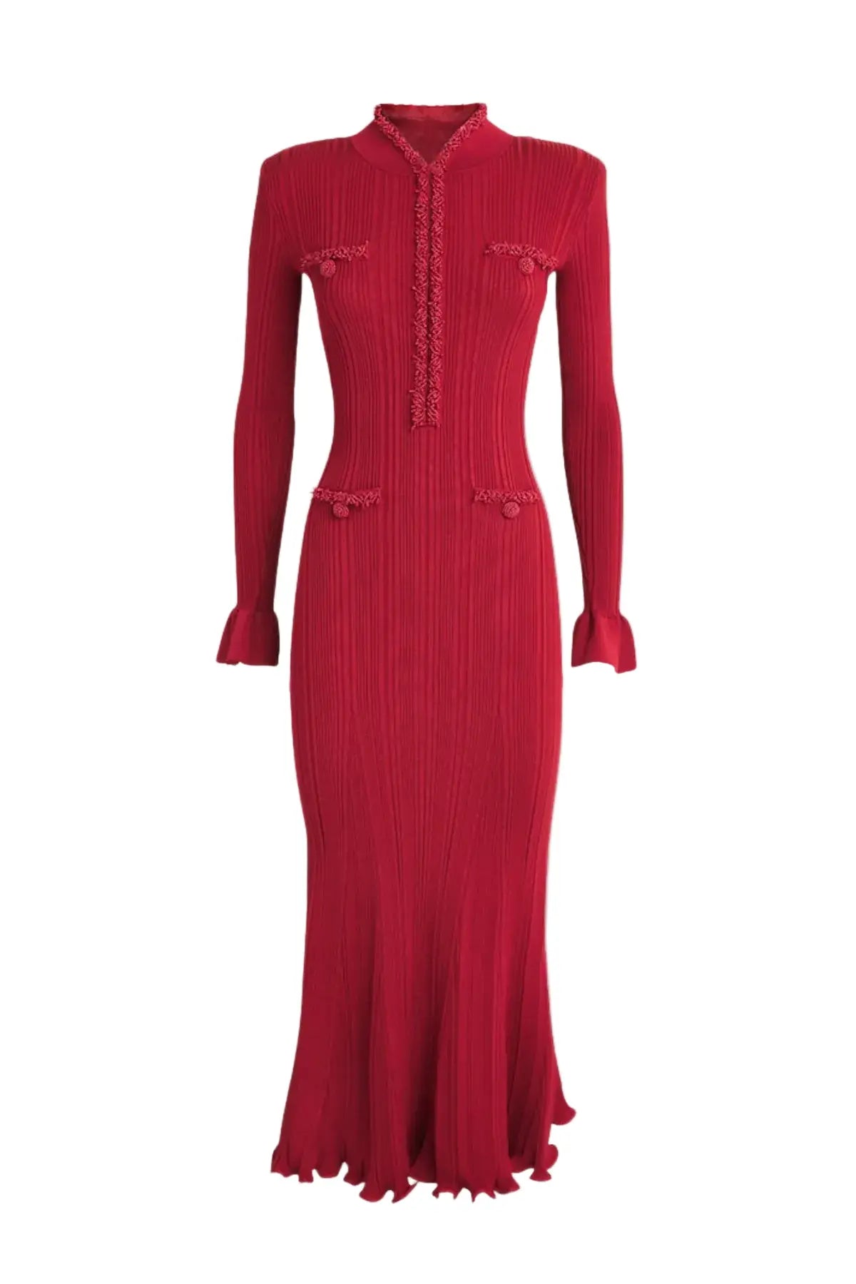 Austio Pearl Trim Knit Midi Dress Avalabel