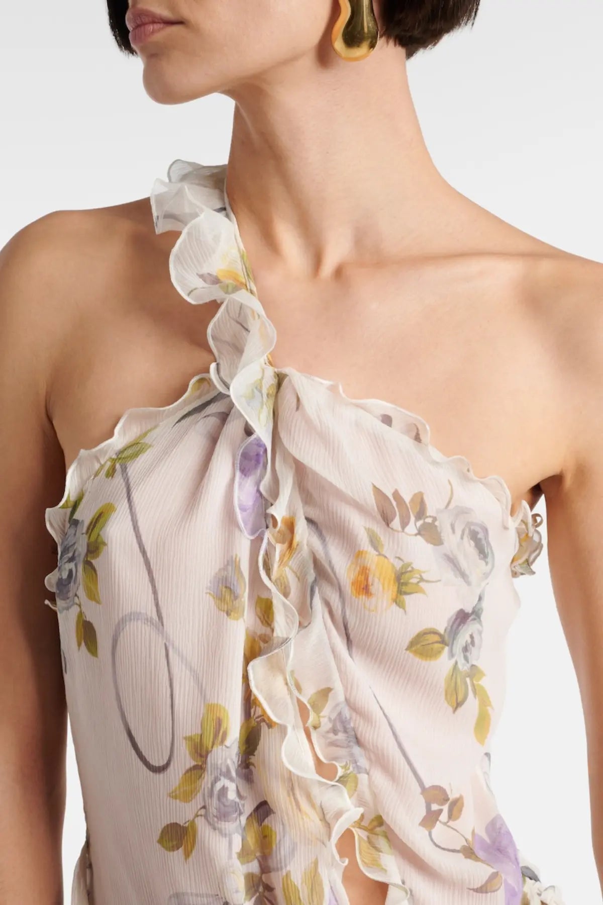 Azriel Floral Print One Shoulder Maxi Dress Avalabel