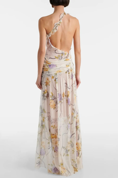 Azriel Floral Print One Shoulder Maxi Dress Avalabel