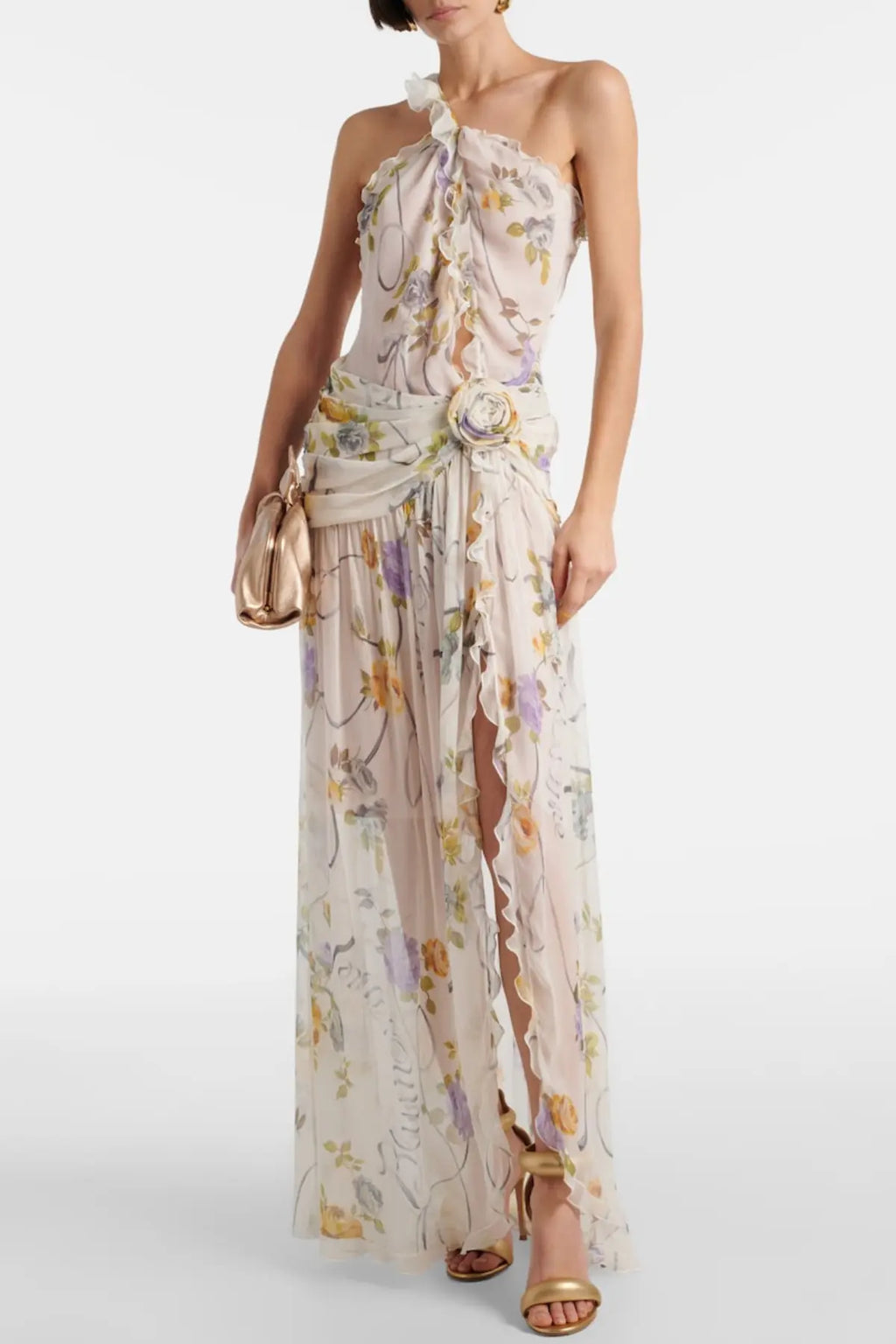 Azriel Floral Print One Shoulder Maxi Dress Avalabel