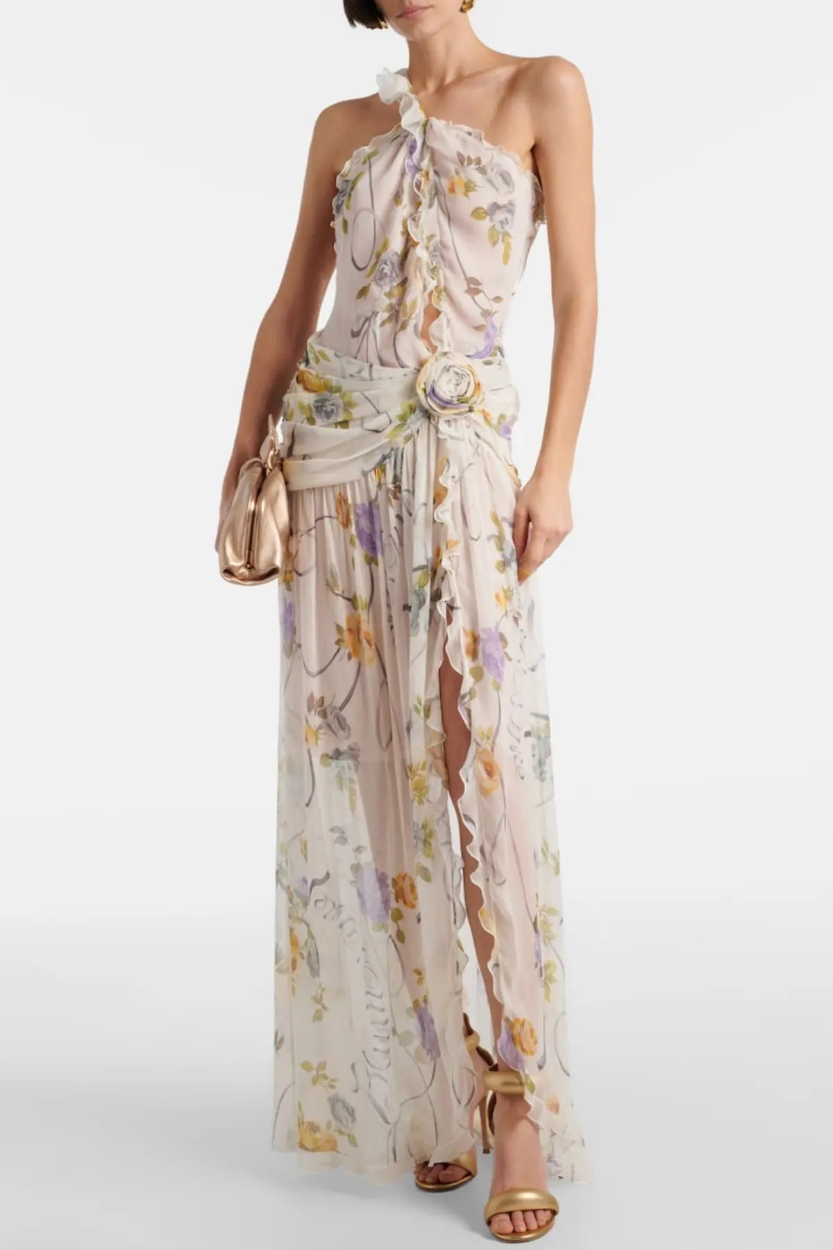 Azriel Floral Print One Shoulder Maxi Dress Avalabel