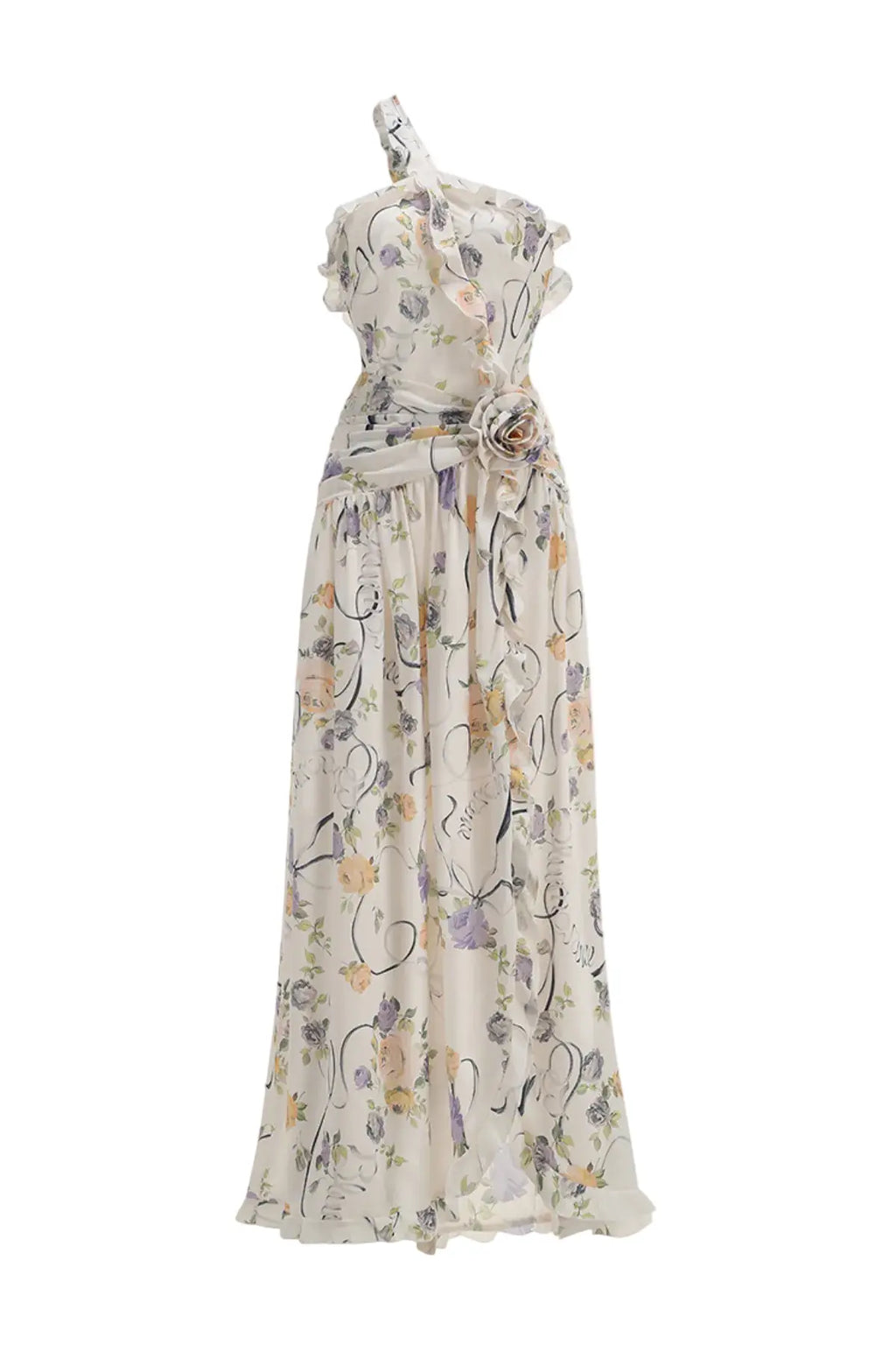 Azriel Floral Print One Shoulder Maxi Dress Avalabel