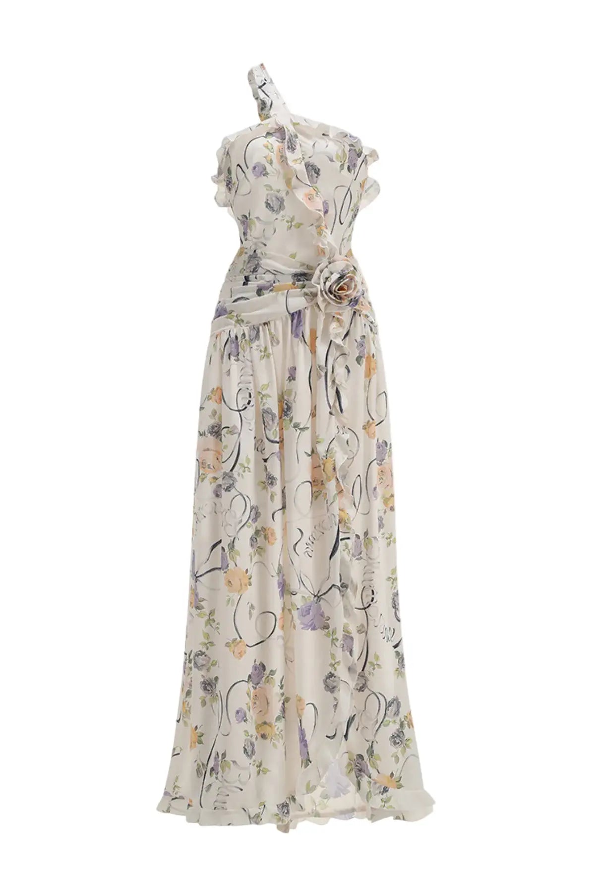 Azriel Floral Print One Shoulder Maxi Dress Avalabel