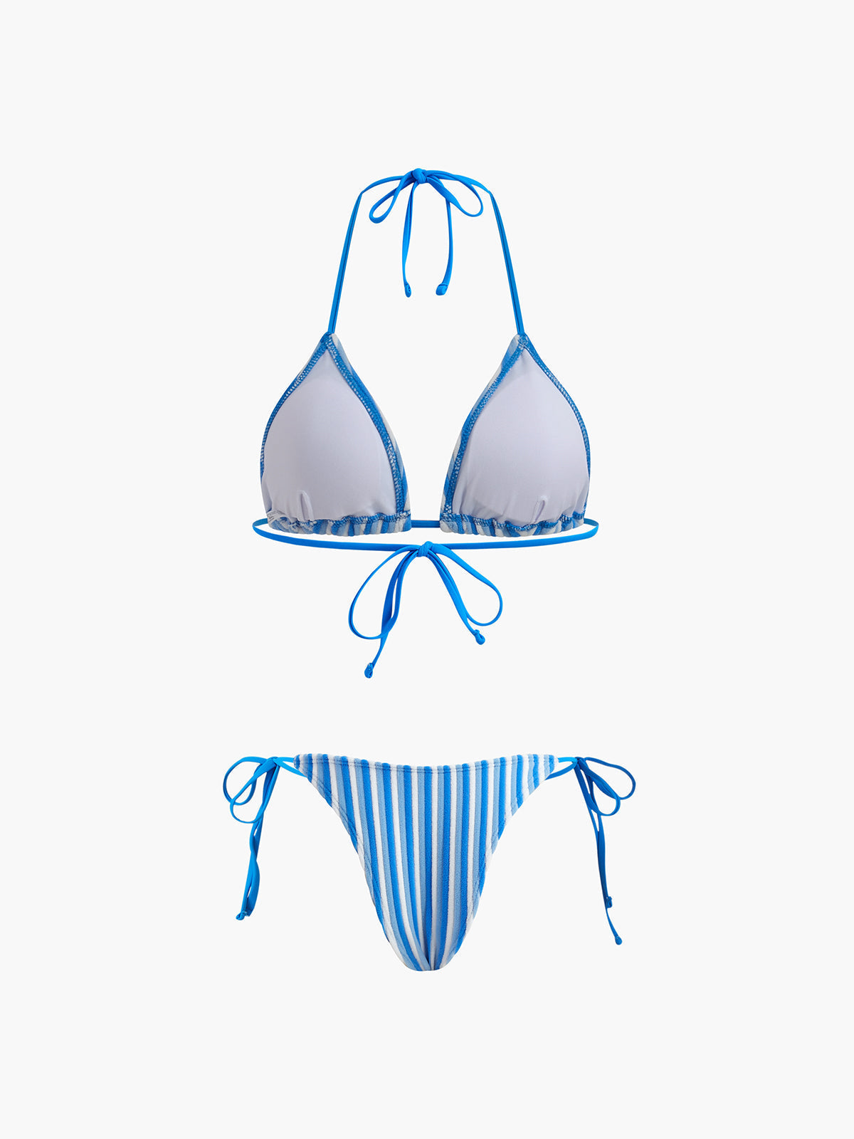 Halter Triangle Striped Bikini Set Avalabel