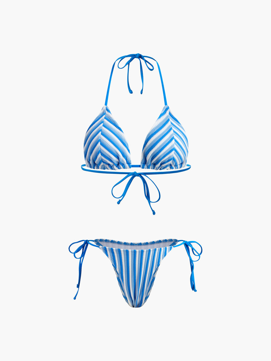 Halter Triangle Striped Bikini Set Avalabel