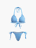 Halter Triangle Striped Bikini Set Avalabel