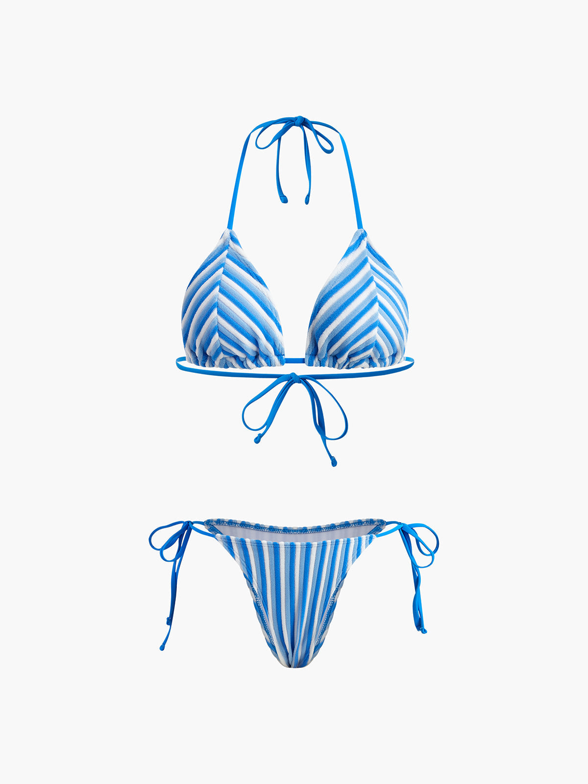 Halter Triangle Striped Bikini Set Avalabel