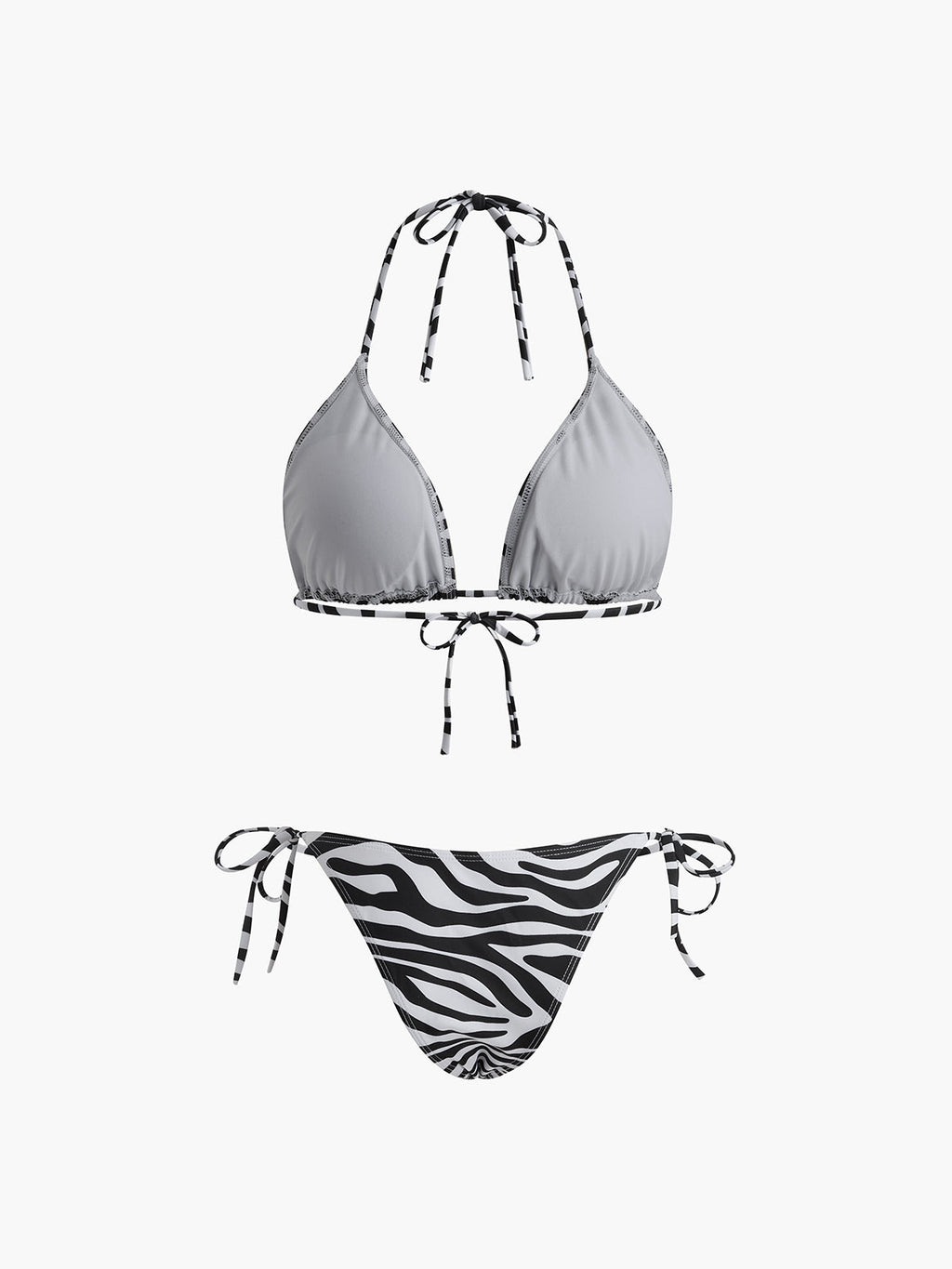 Zebra Striped Triangle Bikini Set Avalabel