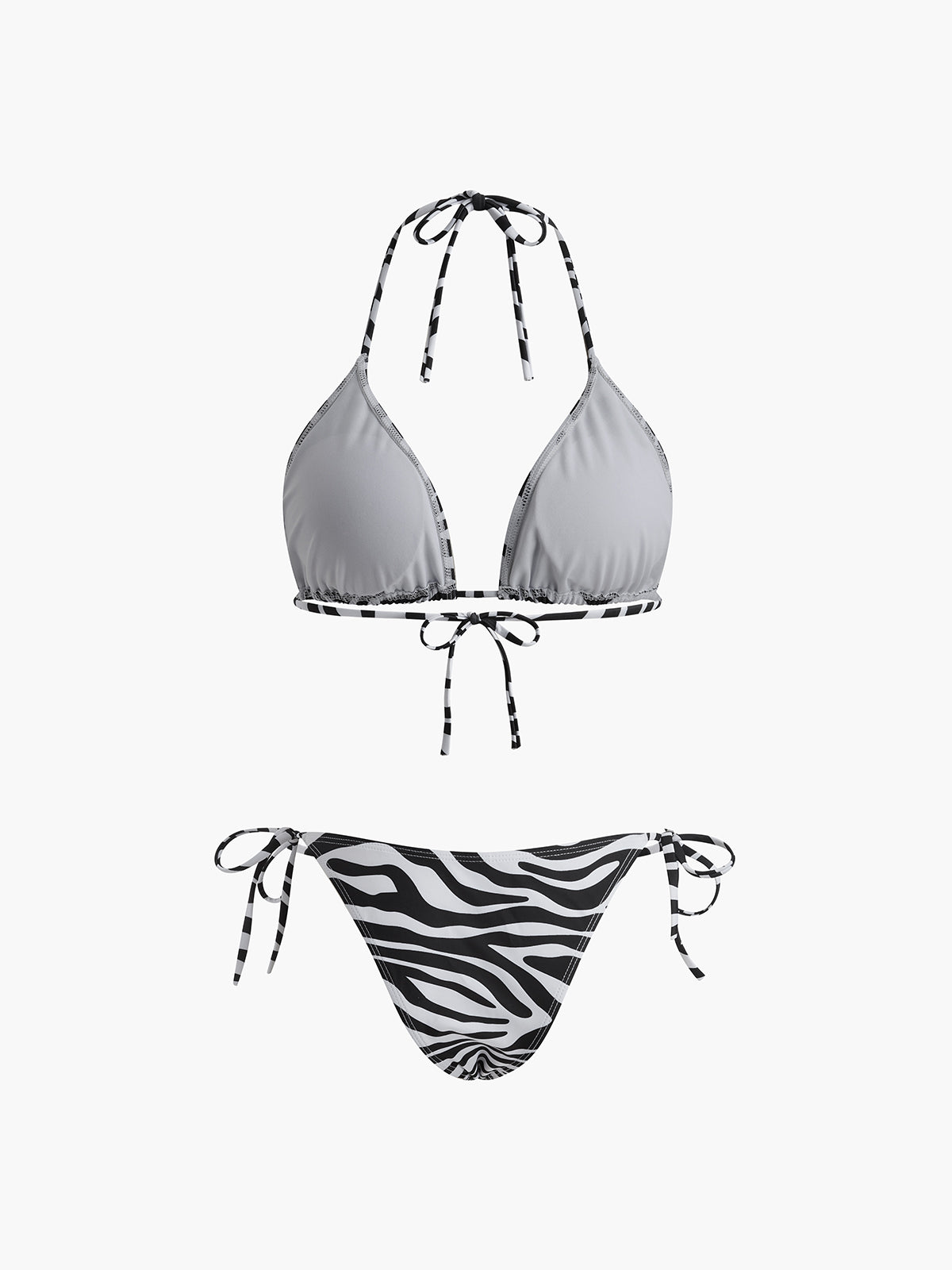 Zebra Striped Triangle Bikini Set Avalabel