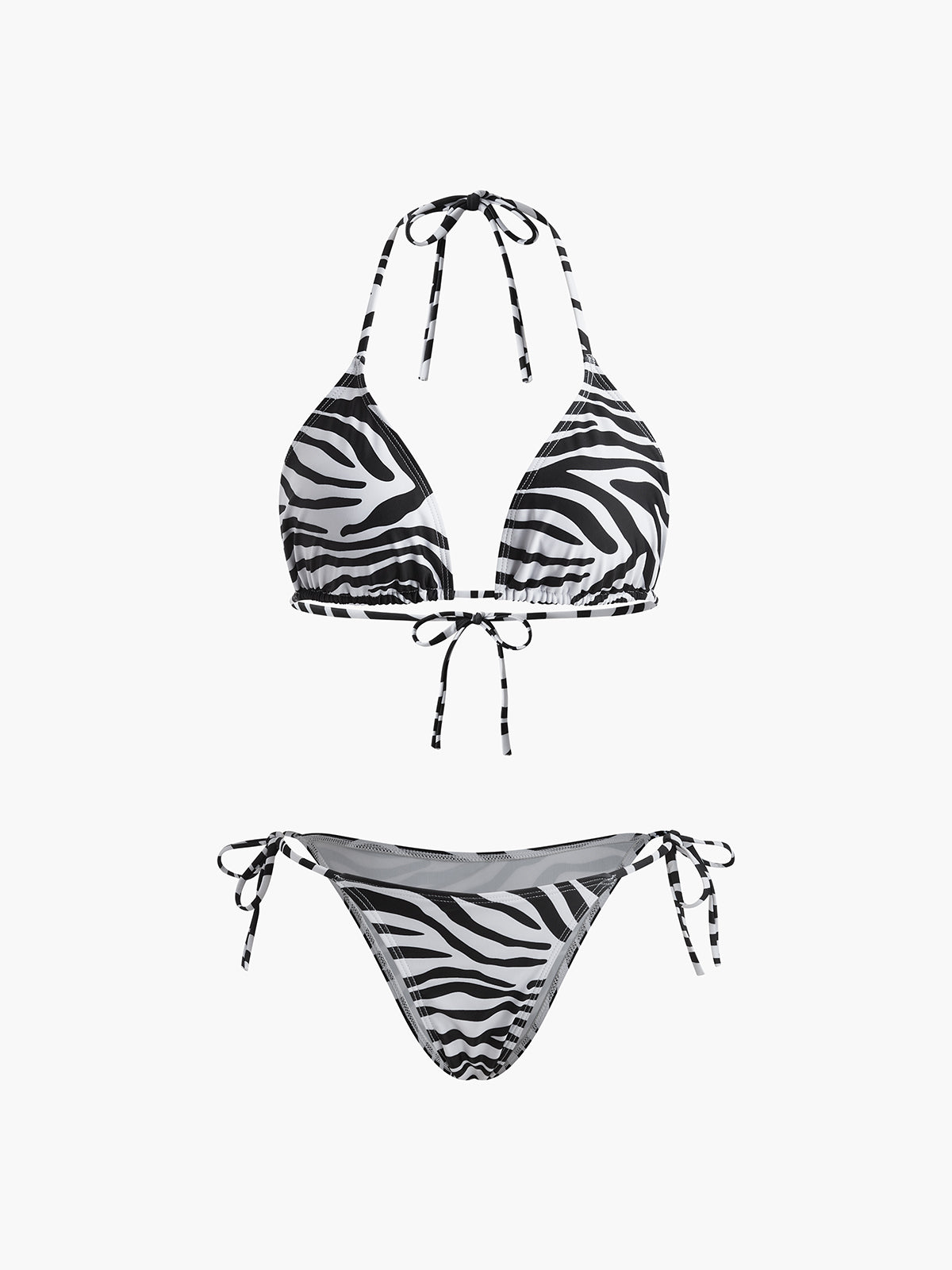 Zebra Striped Triangle Bikini Set Avalabel