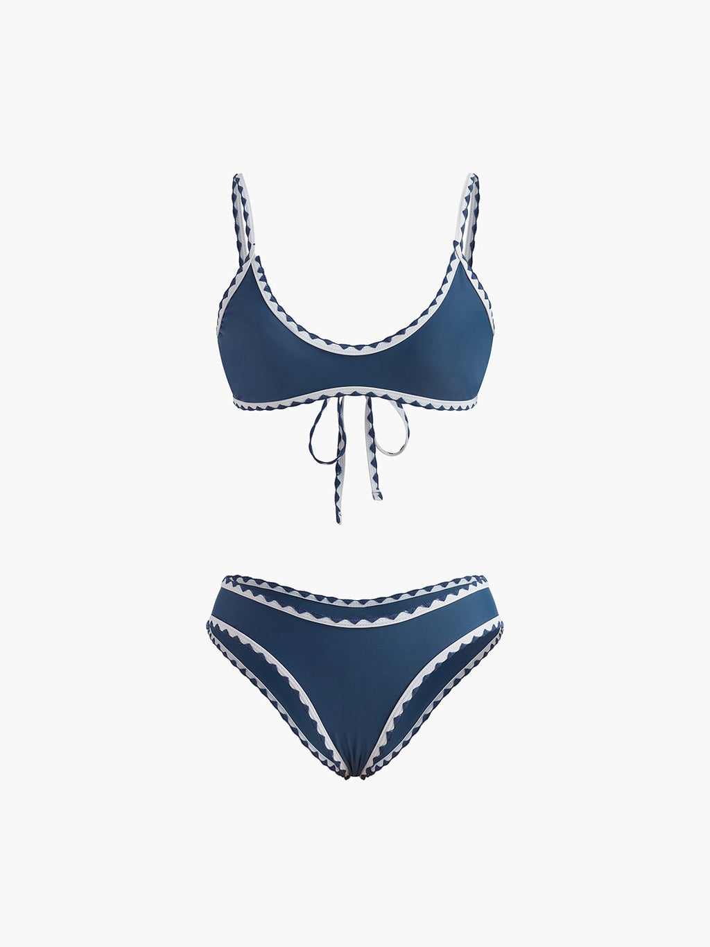 Contrast Cut Knotted Bikini Set Avalabel