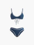 Contrast Cut Knotted Bikini Set Avalabel