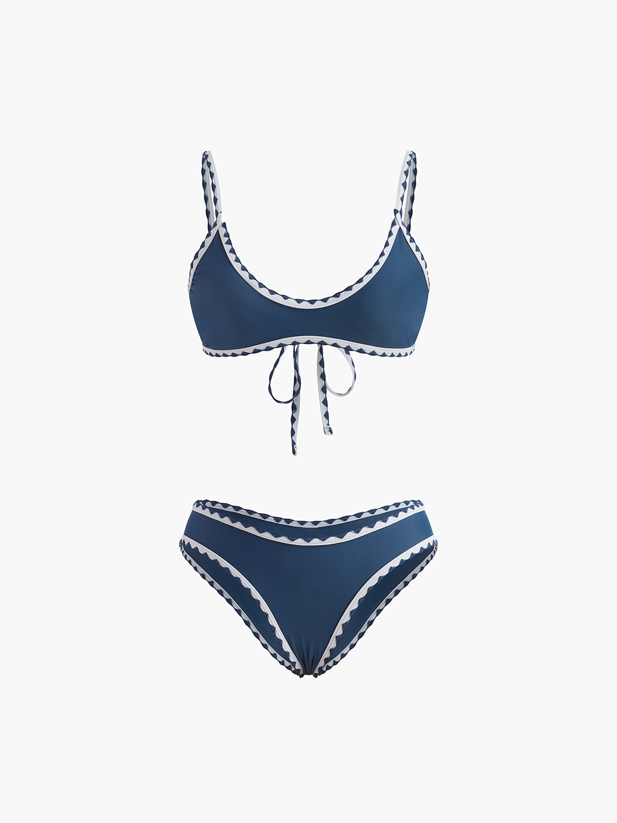Contrast Cut Knotted Bikini Set Avalabel