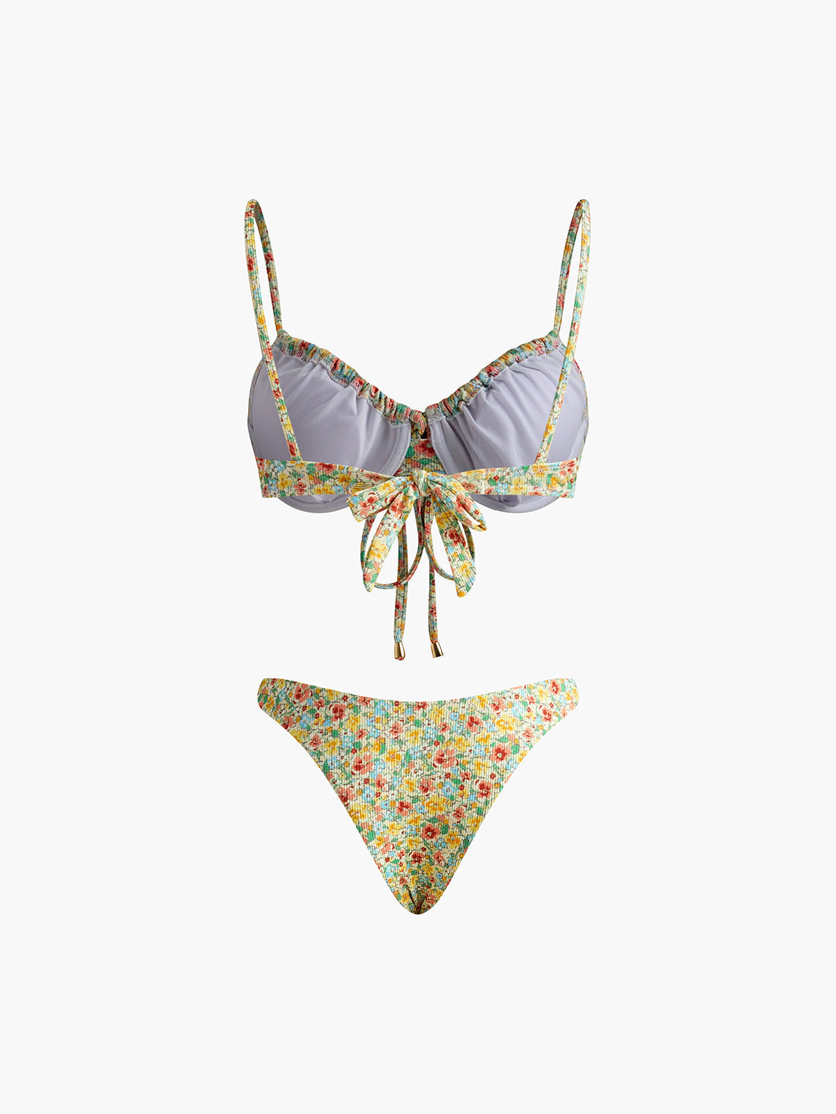 Floral Patterned Front Tie Bikini Set Avalabel
