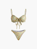 Floral Patterned Front Tie Bikini Set Avalabel