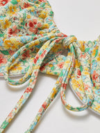 Floral Patterned Front Tie Bikini Set Avalabel