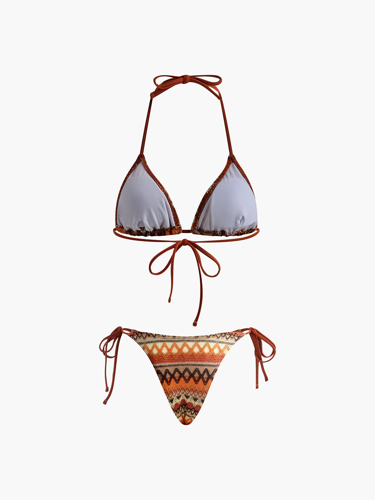 Halter Triangle Knit Bikini Set Avalabel