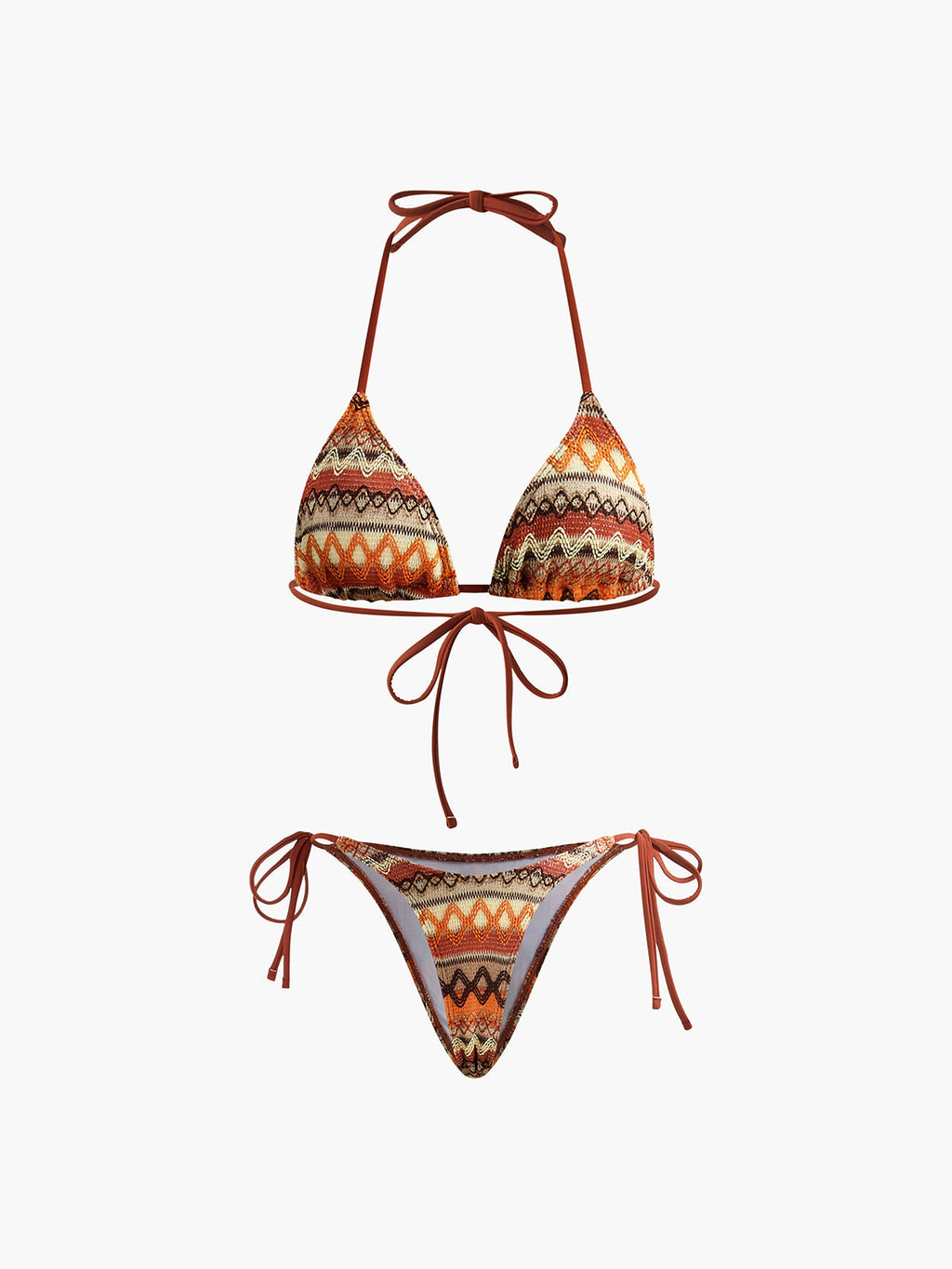 Halter Triangle Knit Bikini Set Avalabel
