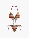 Halter Triangle Knit Bikini Set Avalabel