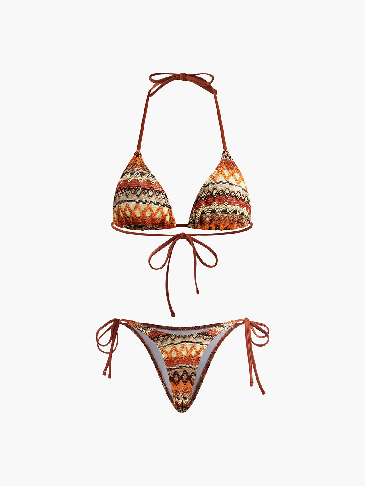 Halter Triangle Knit Bikini Set Avalabel