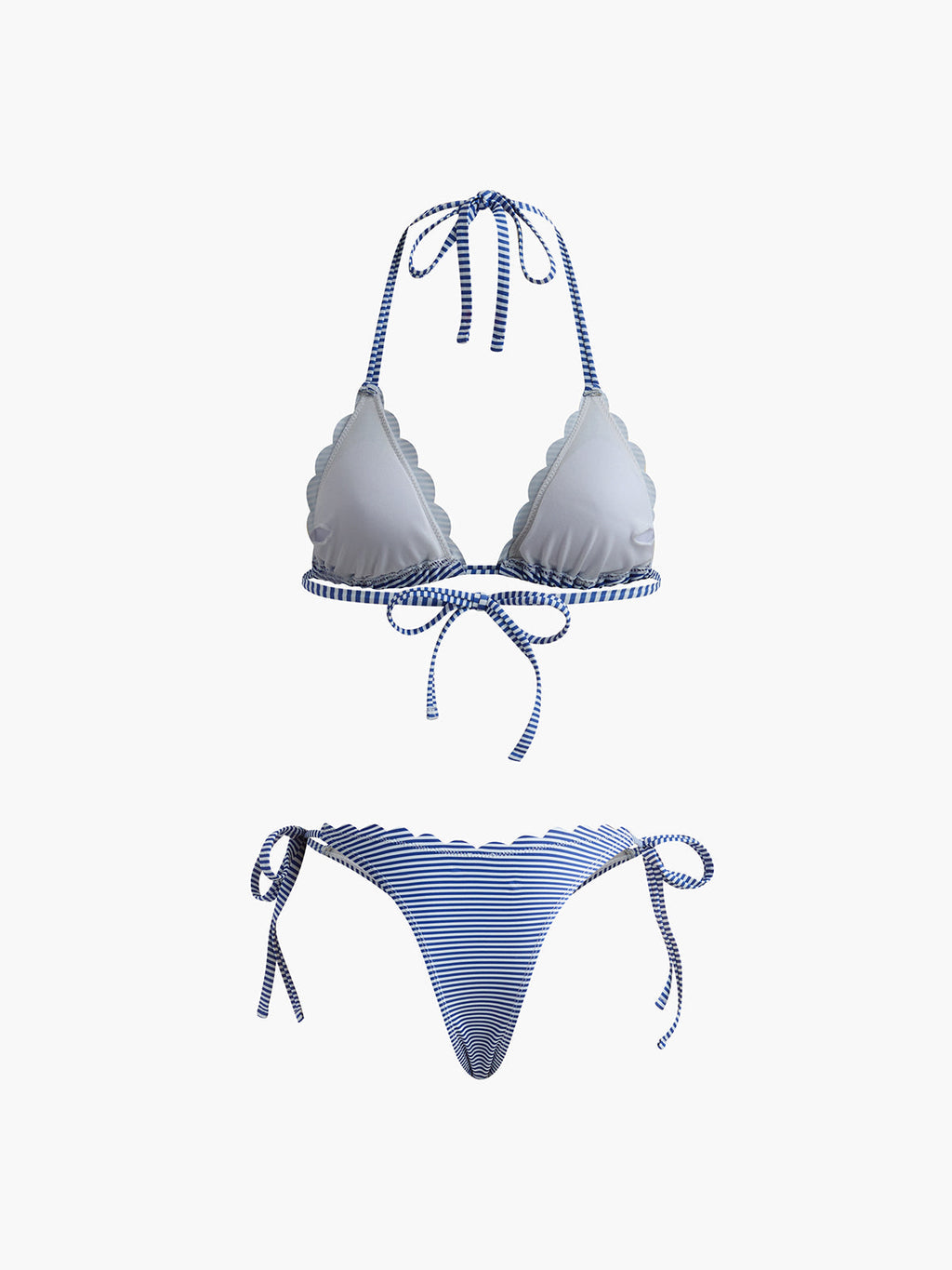 Halter Striped Removable Padded Bikini Set Avalabel