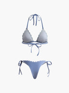 Halter Striped Removable Padded Bikini Set Avalabel
