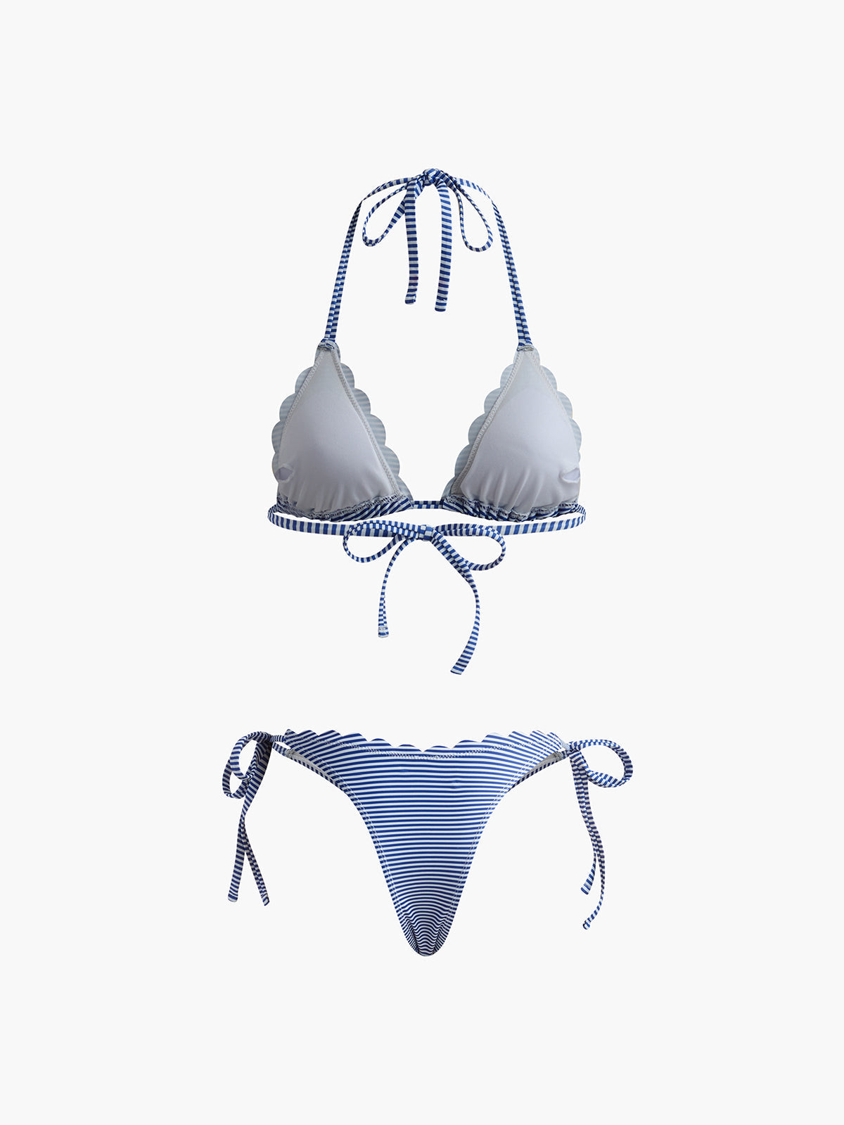 Halter Striped Removable Padded Bikini Set Avalabel