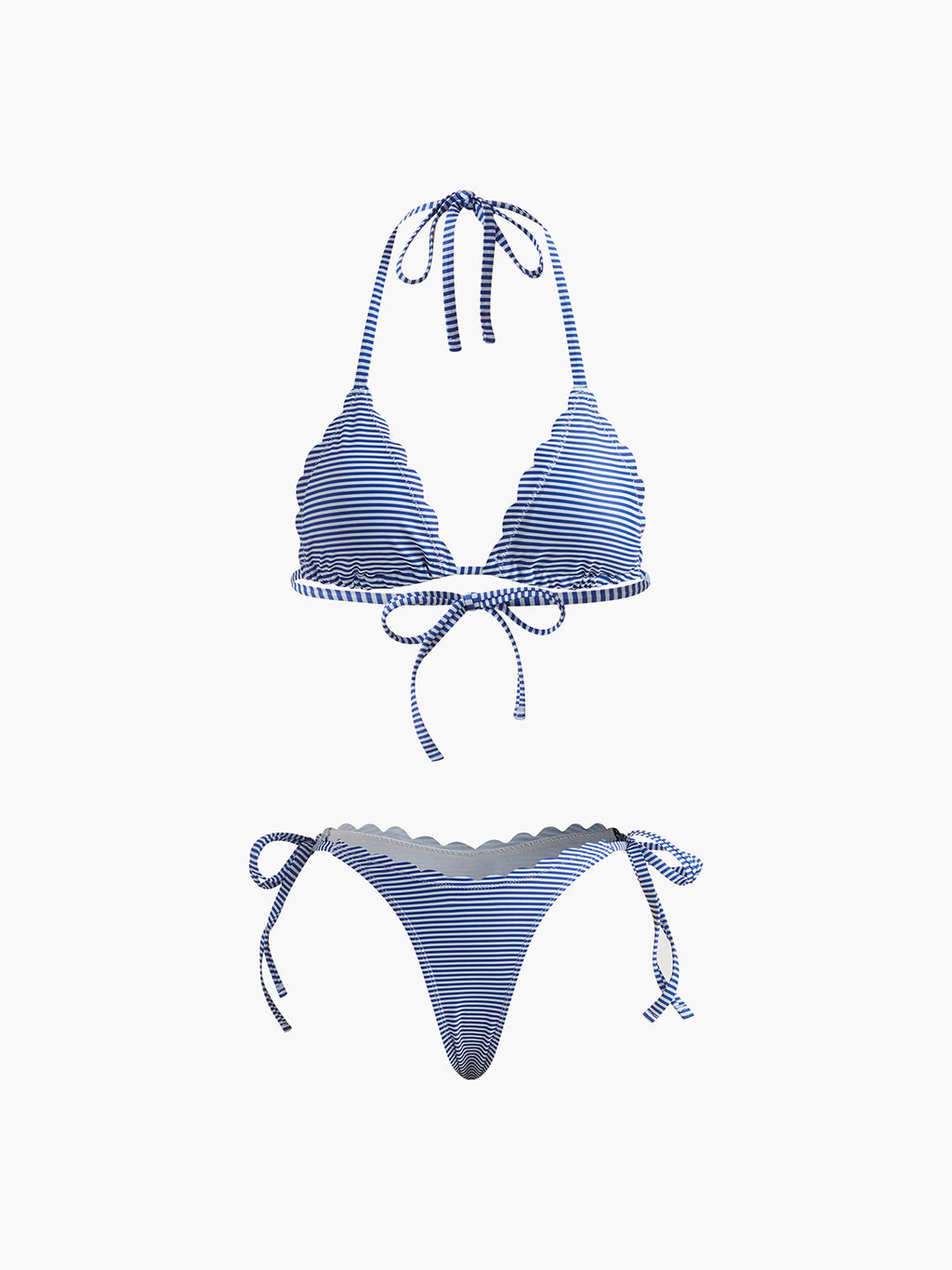 Halter Striped Removable Padded Bikini Set Avalabel