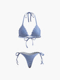 Halter Striped Removable Padded Bikini Set Avalabel
