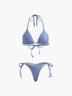 Halter Striped Removable Padded Bikini Set Avalabel