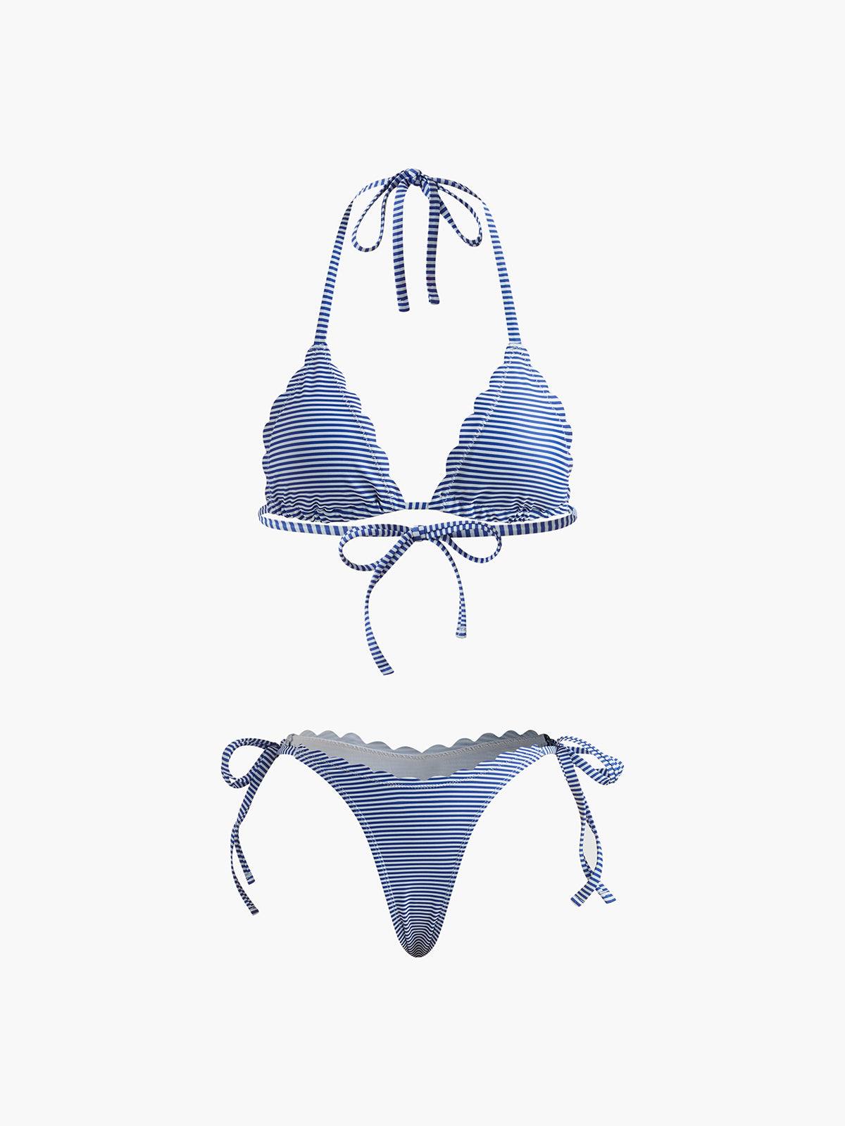 Halter Striped Removable Padded Bikini Set Avalabel